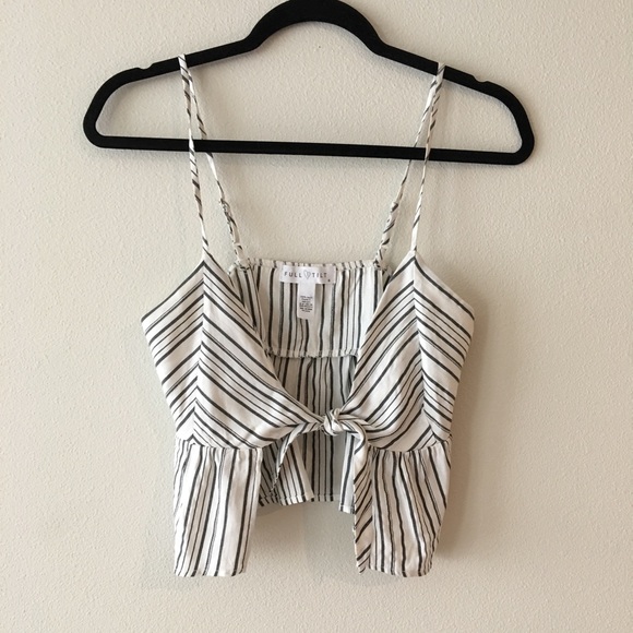 Full Tilt Tops - Striped tie front crop top